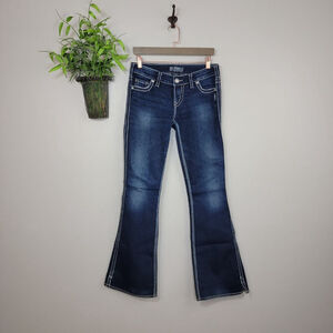 Silver Frances 22" Flare Bootcut Jeans Low Rise Dark Blue Western Cowgirl 27